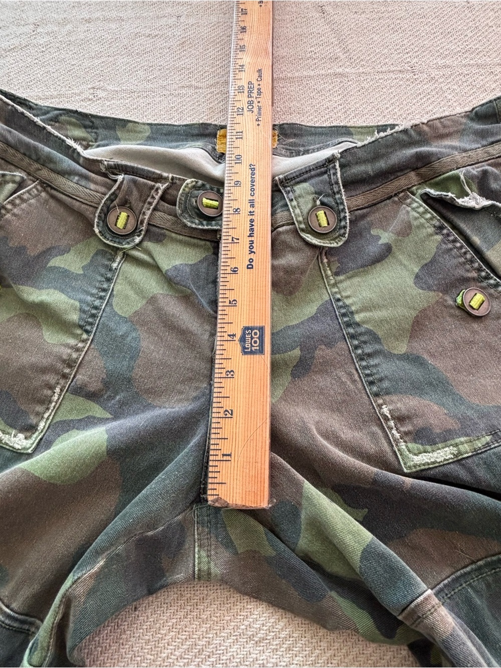 Dragon Embroidered Camo Military Workwear Cropped 9” MidRise Pants 40” Waistband - Picture 8 of 17